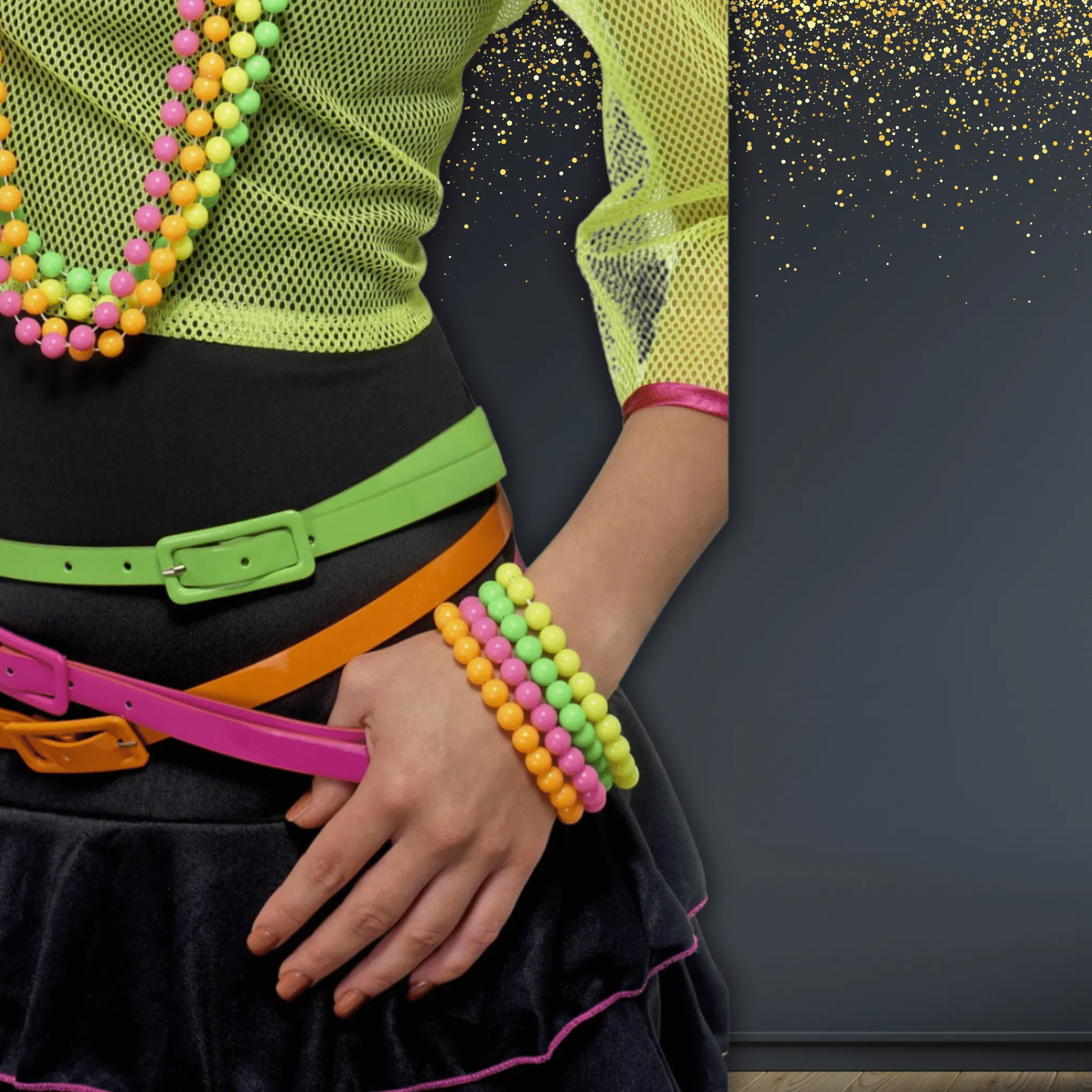 🎀 80s Neon Bead Bracelet Set – The Ultimate Retro Accessory! 🌈✨