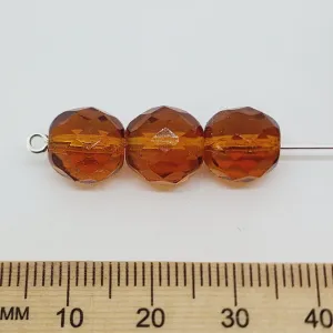 10mm Fire Polish Bead (1,000) - Topaz Transparent