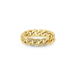 14k 3 Pavé Diamond Link Large Curb Chain Ring