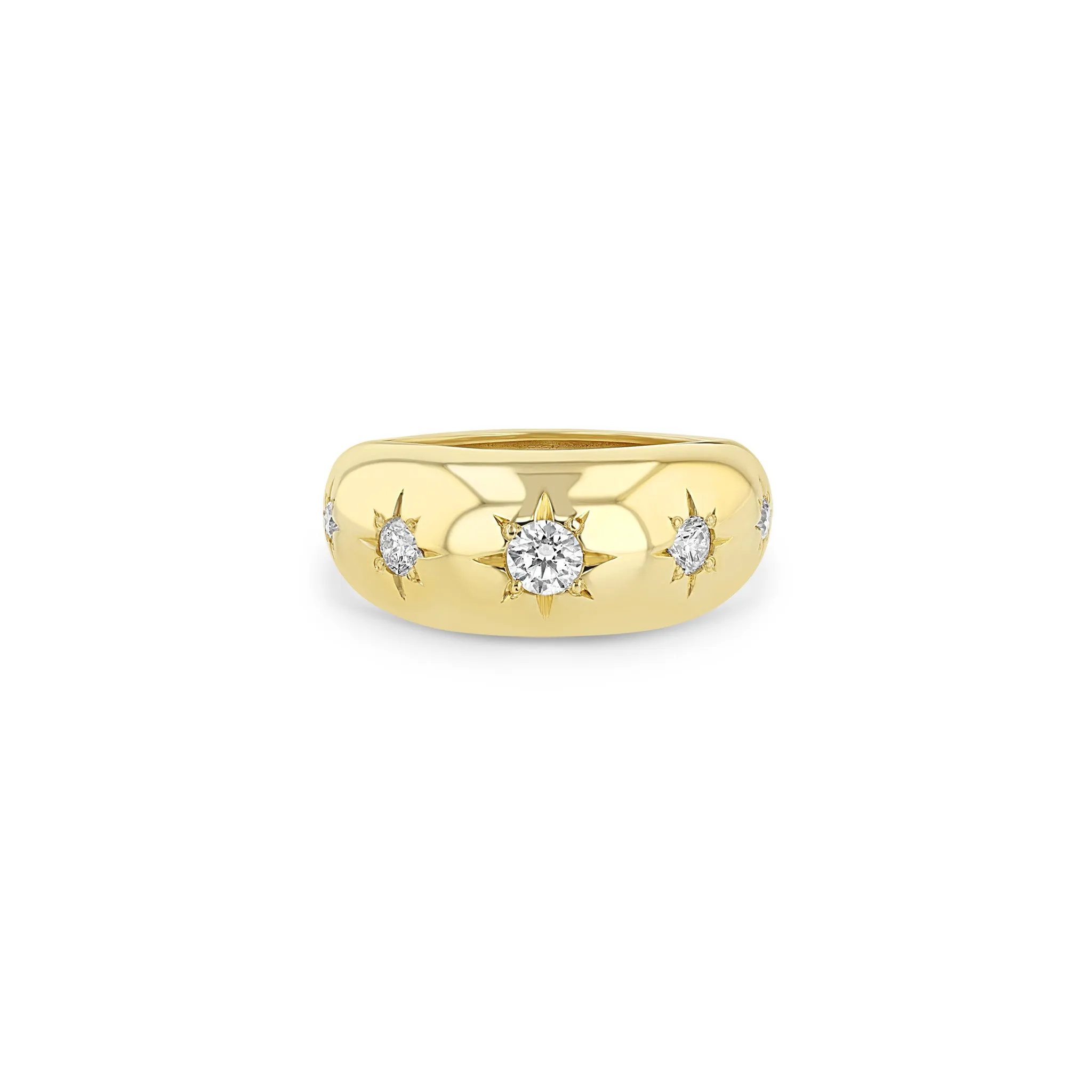 14k Graduating Star Set Diamonds Medium Aura Ring