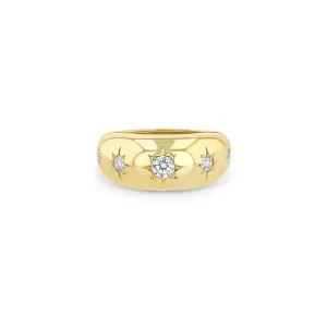 14k Graduating Star Set Diamonds Medium Aura Ring