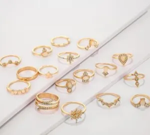 17 piece bohemian ring set