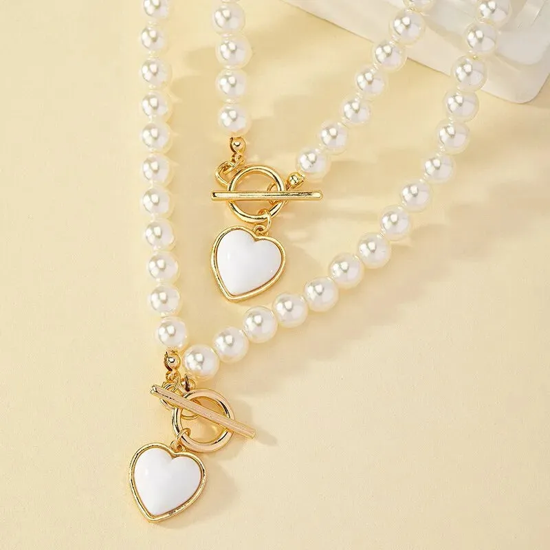 2 Pcs Immitation Pearl Necklace