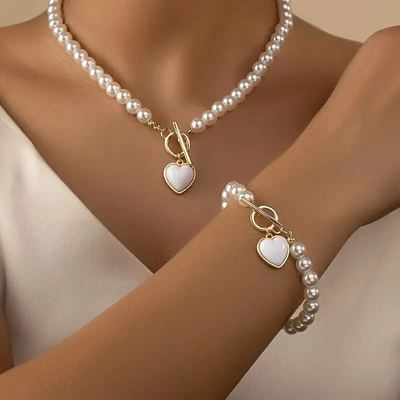 2 Pcs Immitation Pearl Necklace