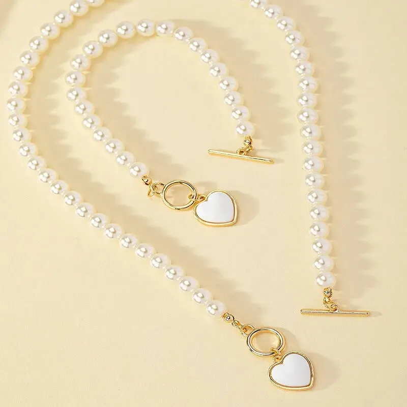 2 Pcs Immitation Pearl Necklace