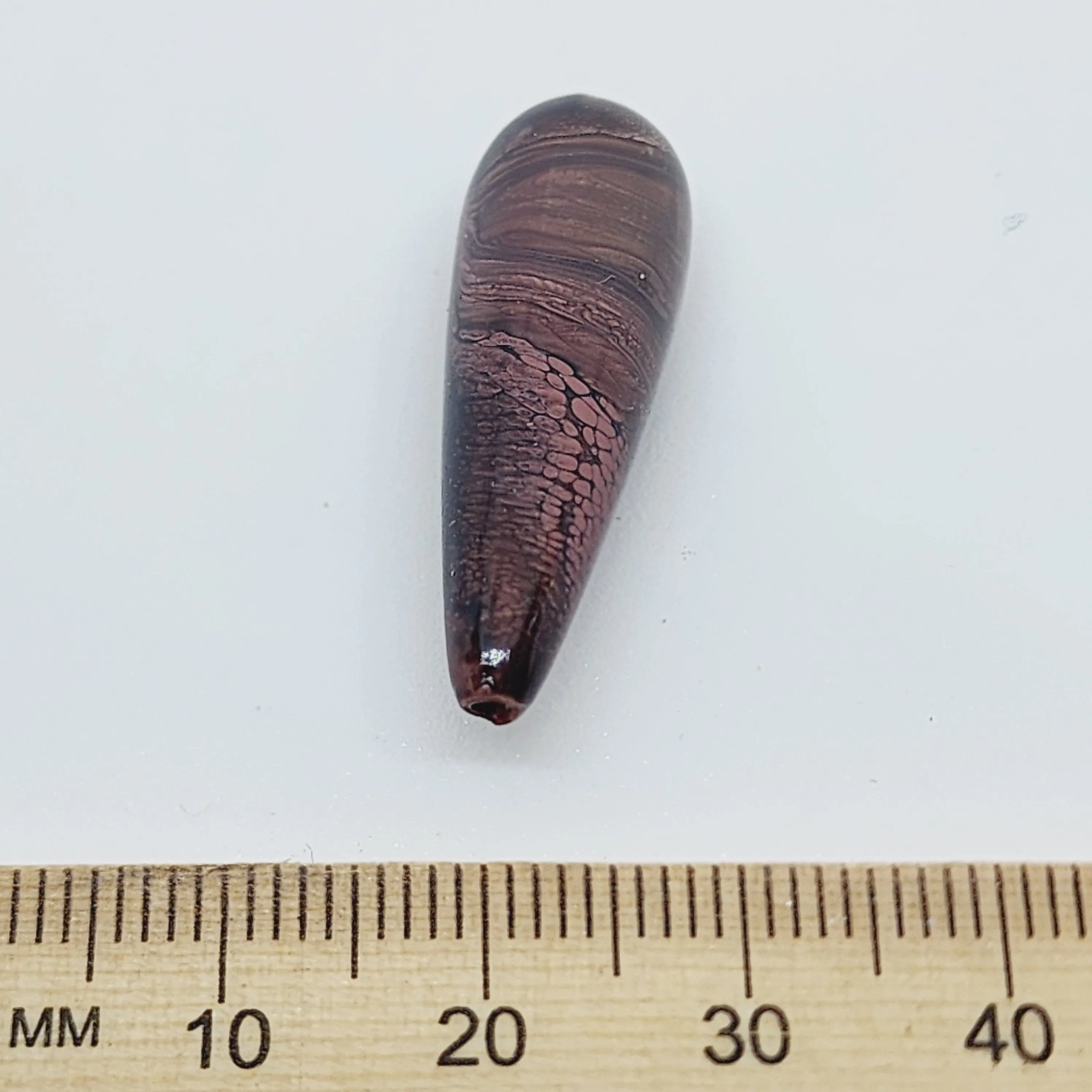 30x8mm Teardrop (10) - Dark Brown - Vintage Wood Veneer Marbled Effect Beads