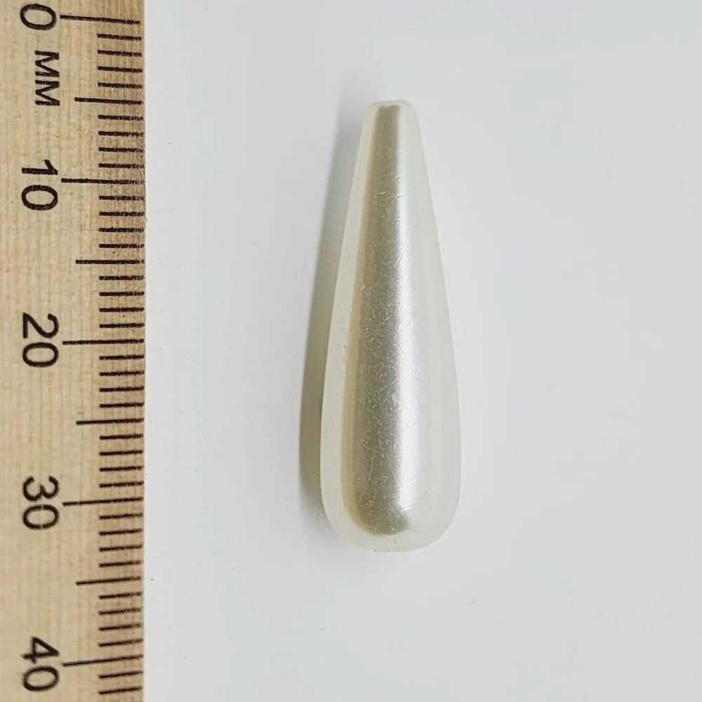 30x9mm Teardrop (25) - White - Acrylic Vintage Pearls