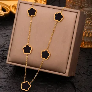 316L Stainless Steel 5-Leaf Clover Pendant Necklace