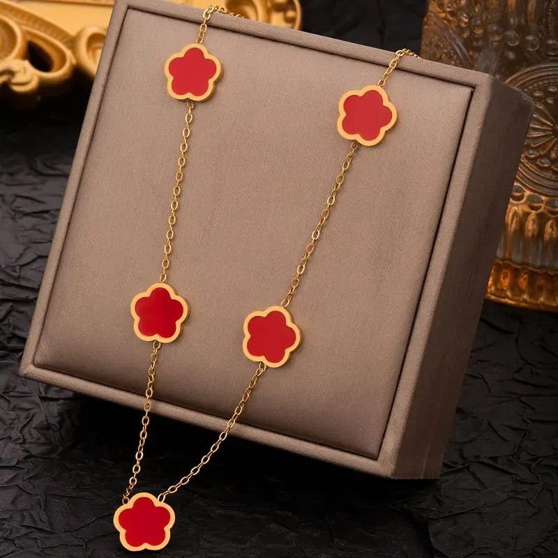 316L Stainless Steel 5-Leaf Clover Pendant Necklace