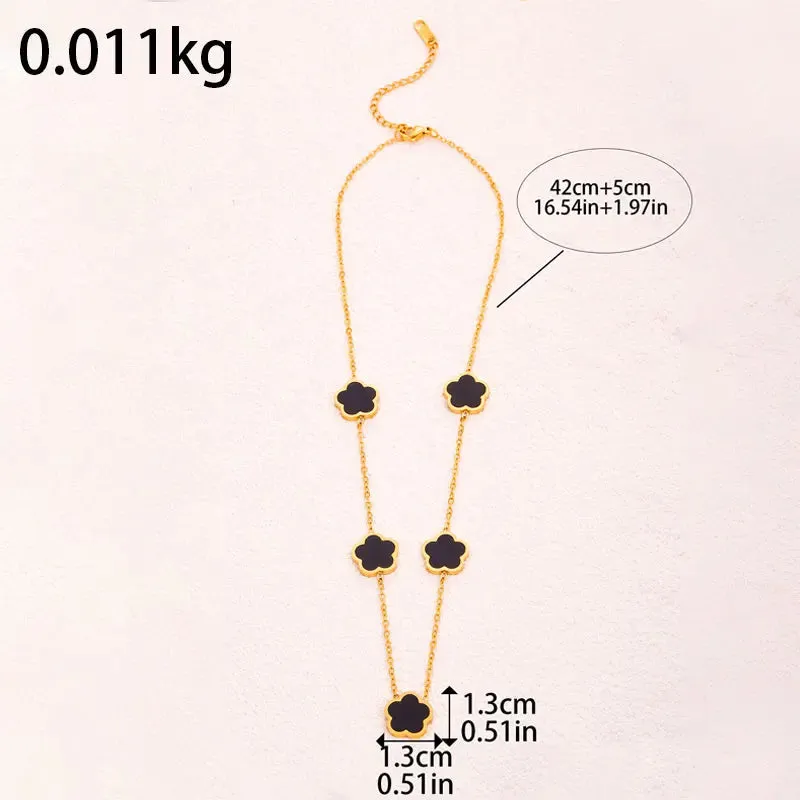 316L Stainless Steel 5-Leaf Clover Pendant Necklace