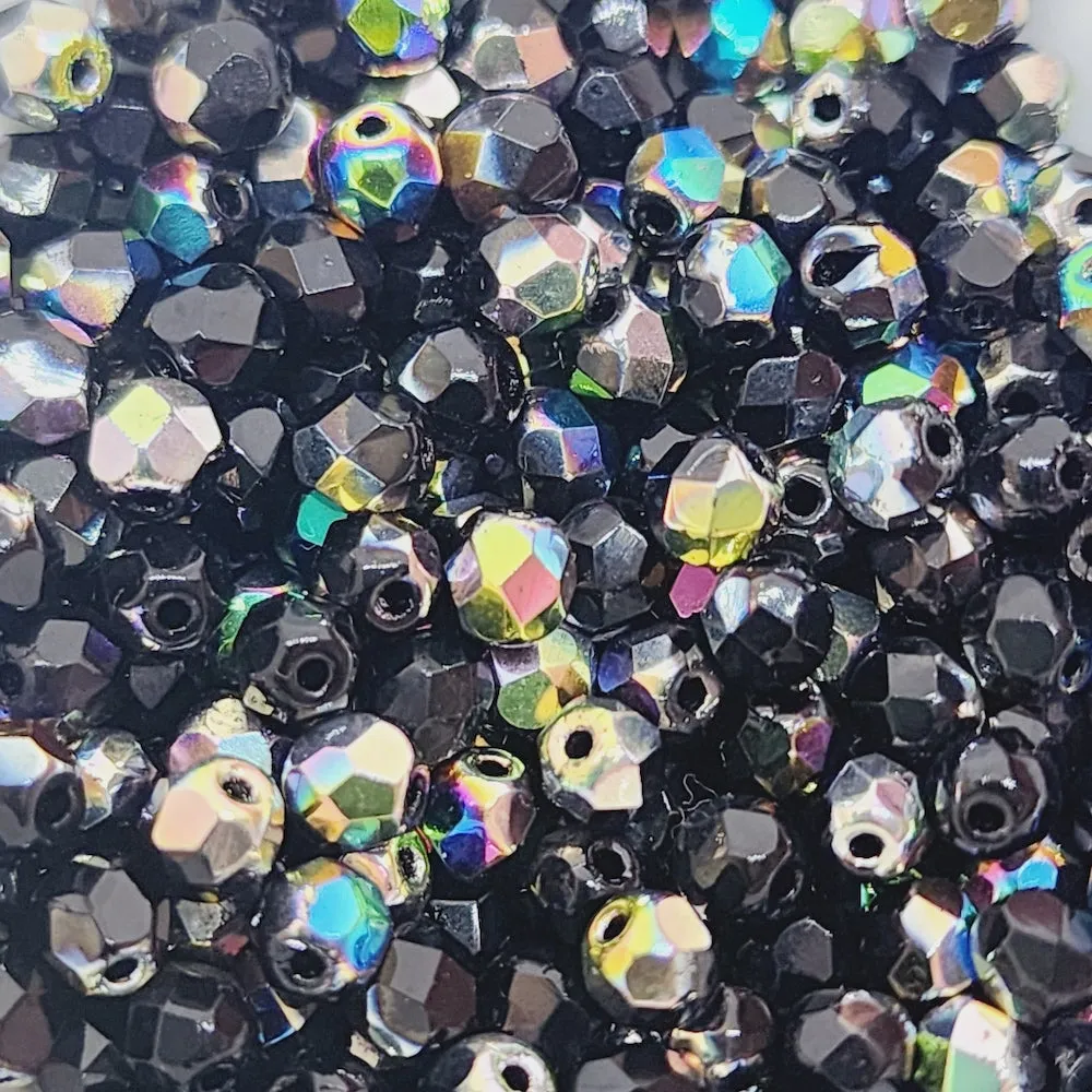 4mm Fire Polish Bead (500) - Jet Marquisite