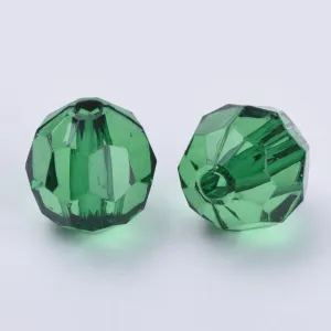 6mm Faceted Beads (100) - Christmas Green