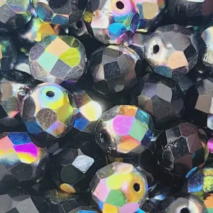 6mm Fire Polish Bead (500) - Jet Marquisite