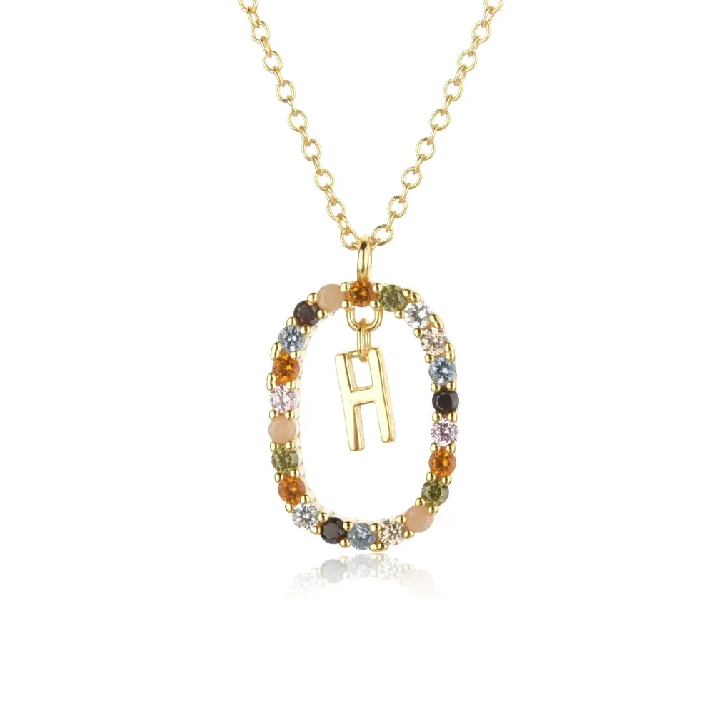 A - Z  Gold Initial with Long Chain Necklace