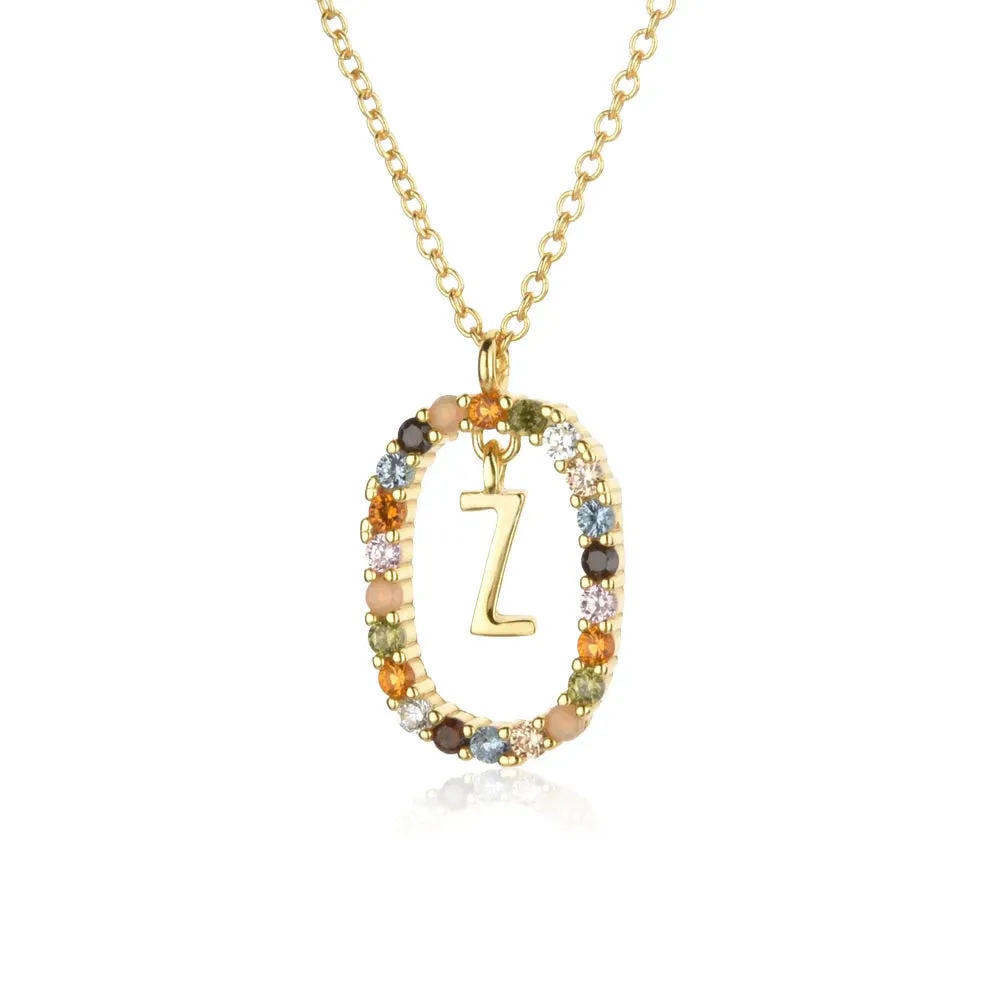 A - Z  Gold Initial with Long Chain Necklace