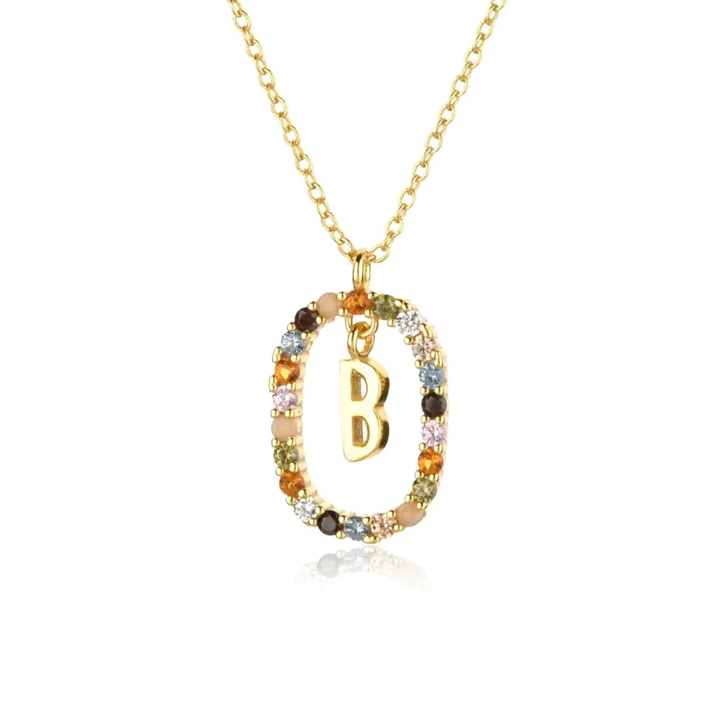 A - Z  Gold Initial with Long Chain Necklace