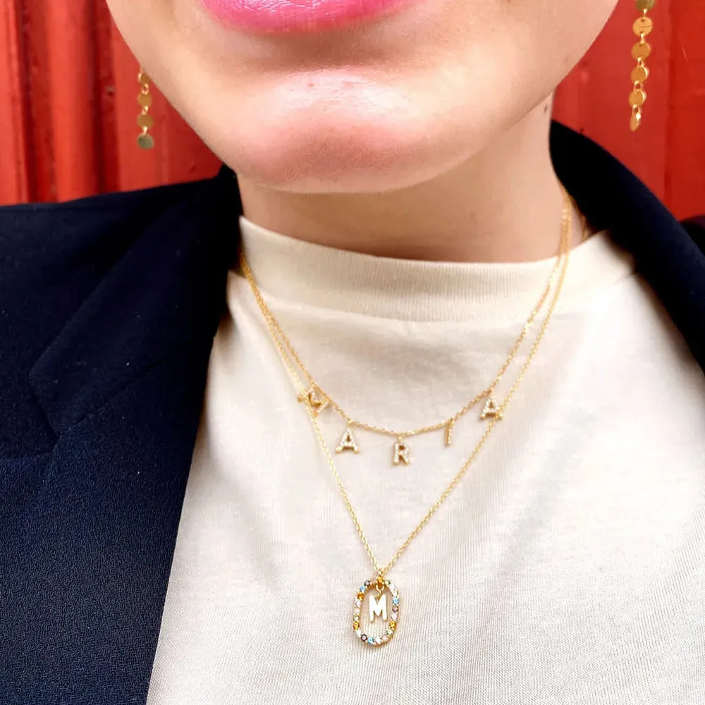 A - Z  Gold Initial with Long Chain Necklace