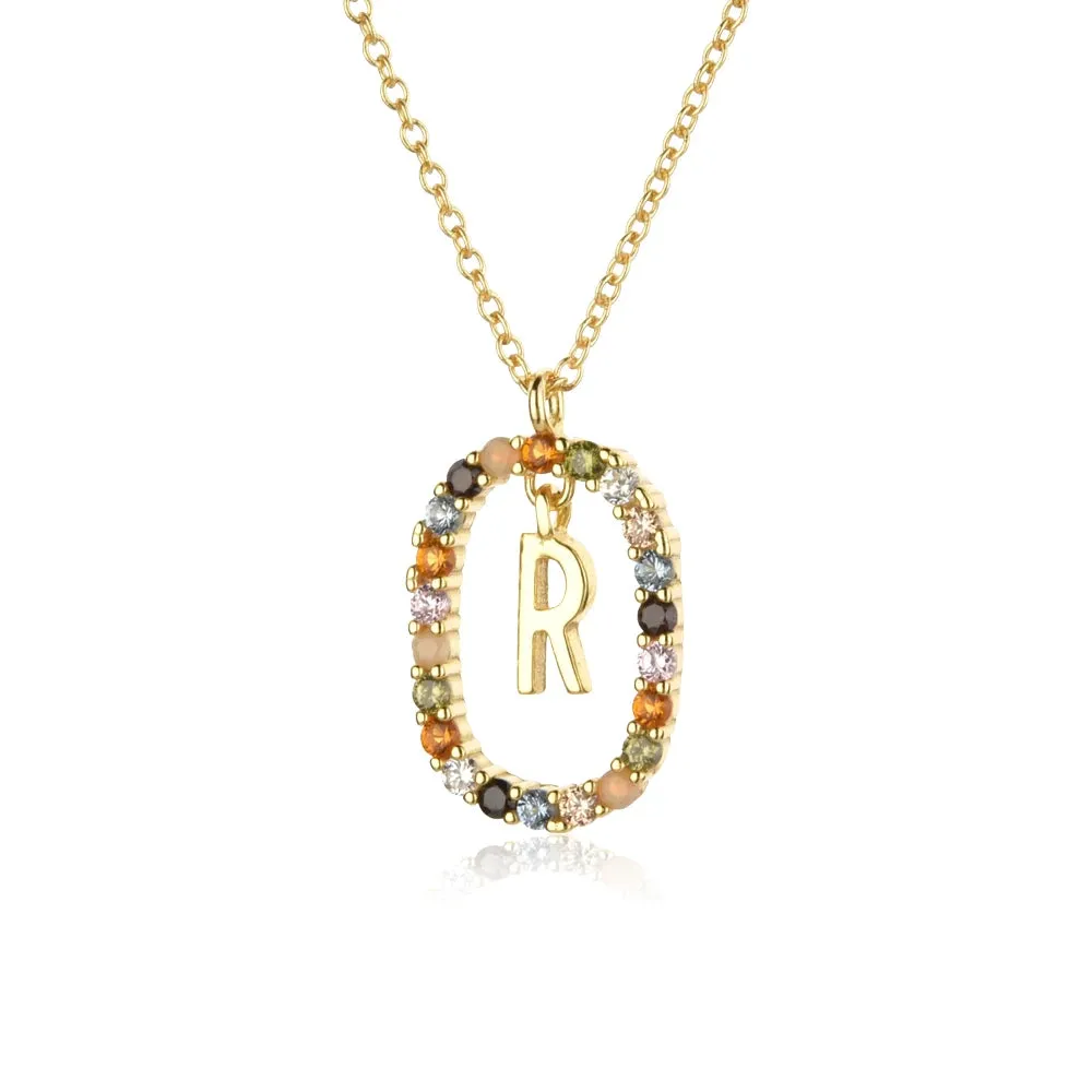 A - Z  Gold Initial with Long Chain Necklace