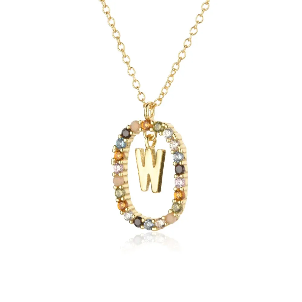 A - Z  Gold Initial with Long Chain Necklace