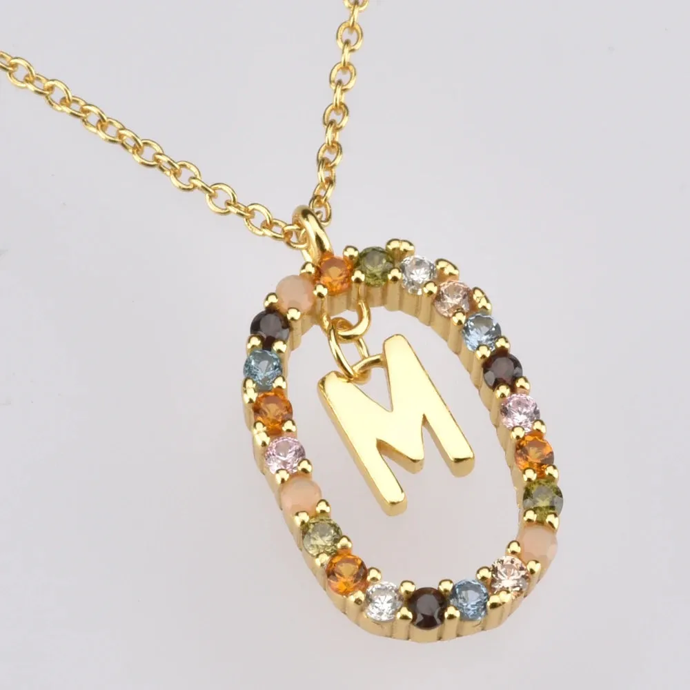 A - Z  Gold Initial with Long Chain Necklace