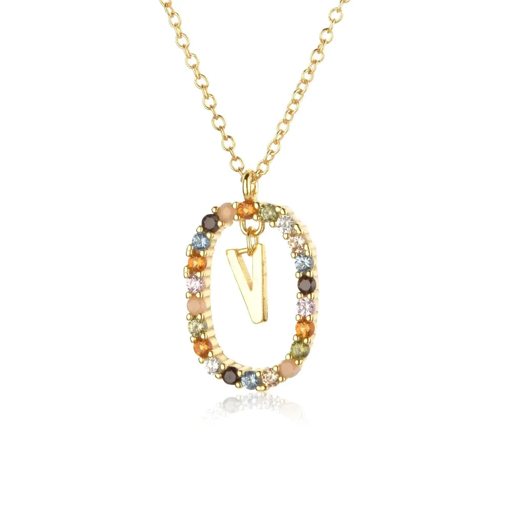 A - Z  Gold Initial with Long Chain Necklace