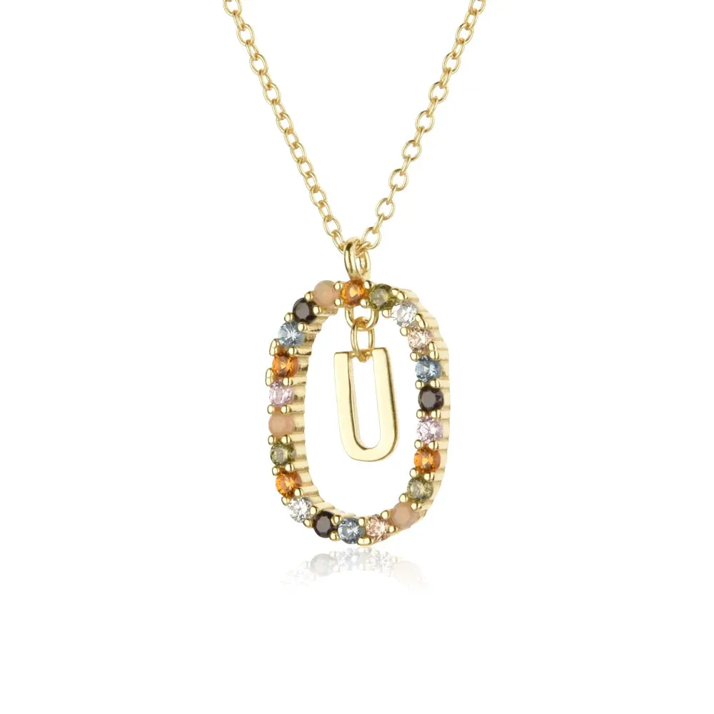A - Z  Gold Initial with Long Chain Necklace