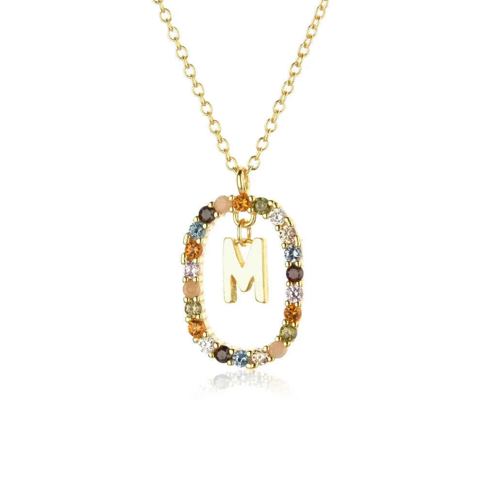 A - Z  Gold Initial with Long Chain Necklace
