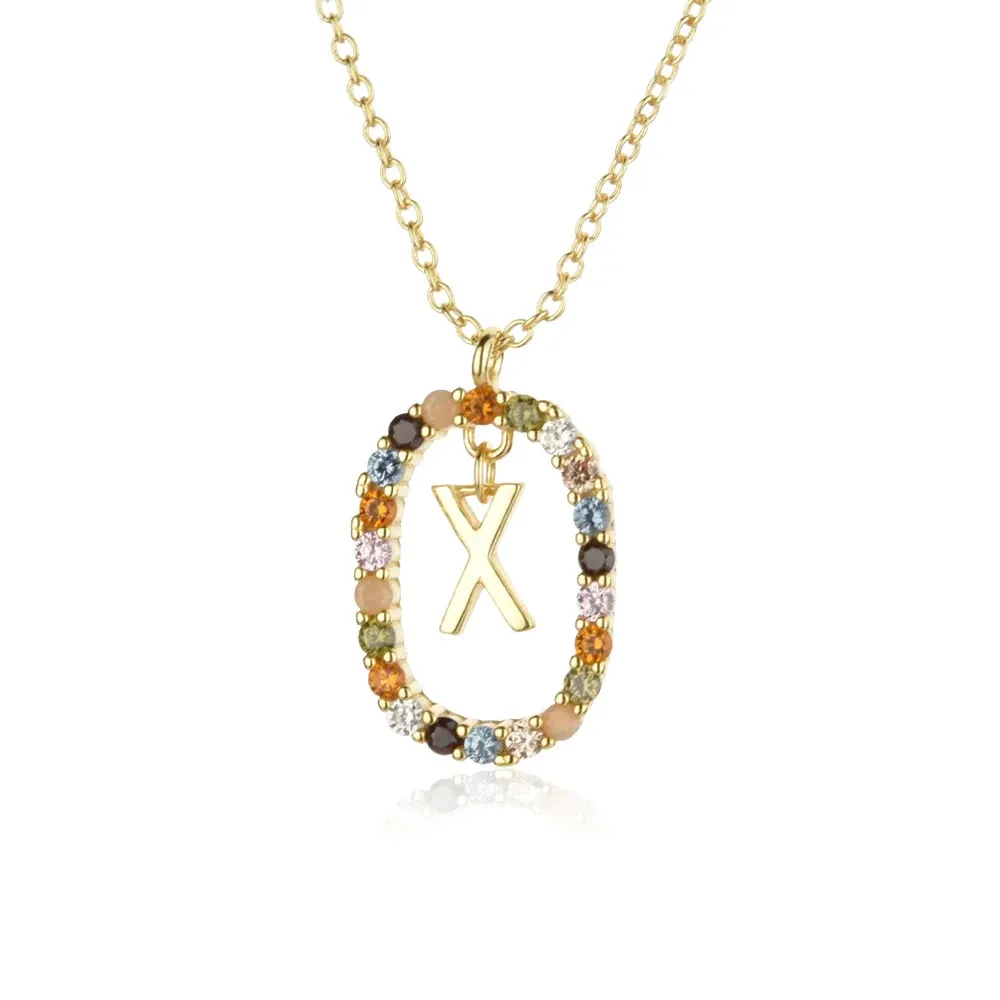 A - Z  Gold Initial with Long Chain Necklace