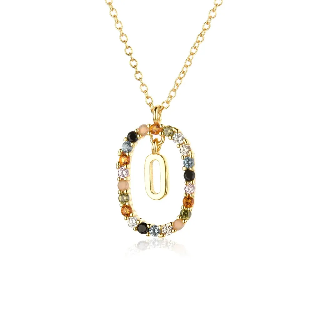 A - Z  Gold Initial with Long Chain Necklace