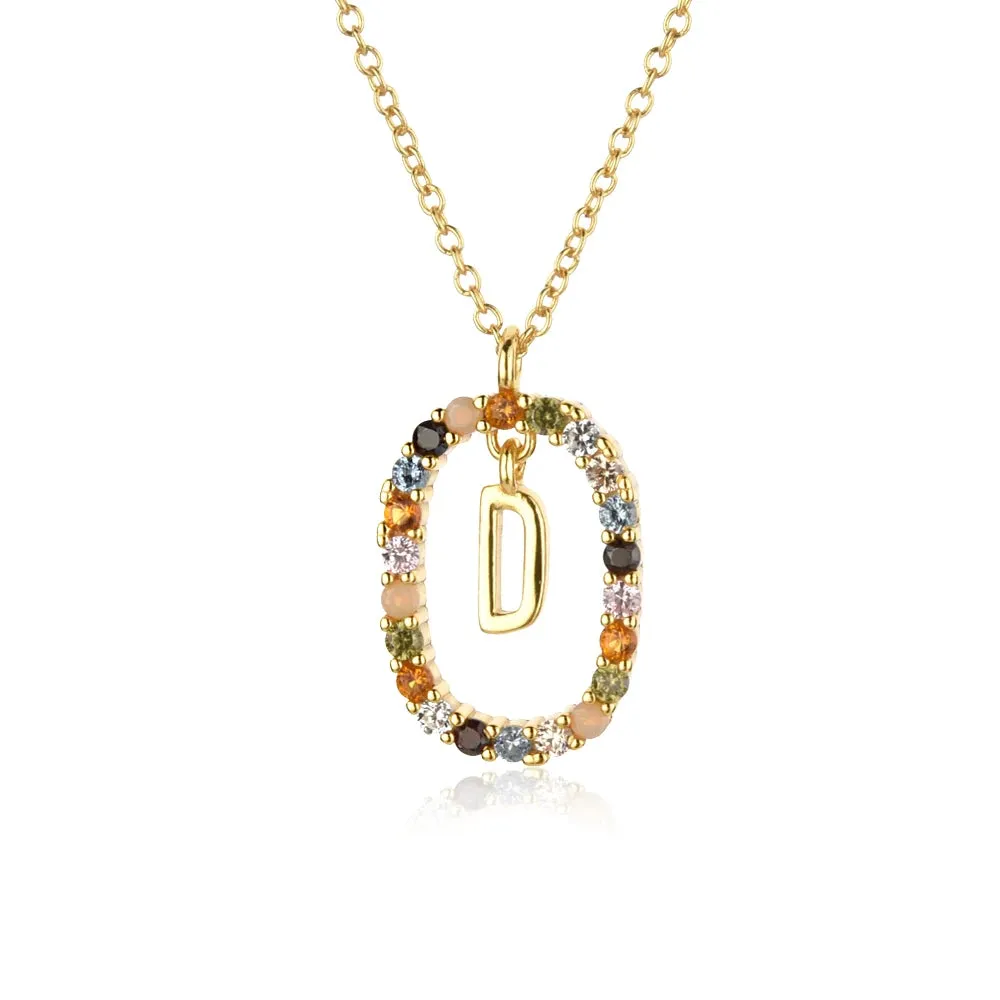 A - Z  Gold Initial with Long Chain Necklace