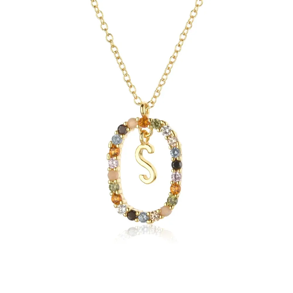 A - Z  Gold Initial with Long Chain Necklace