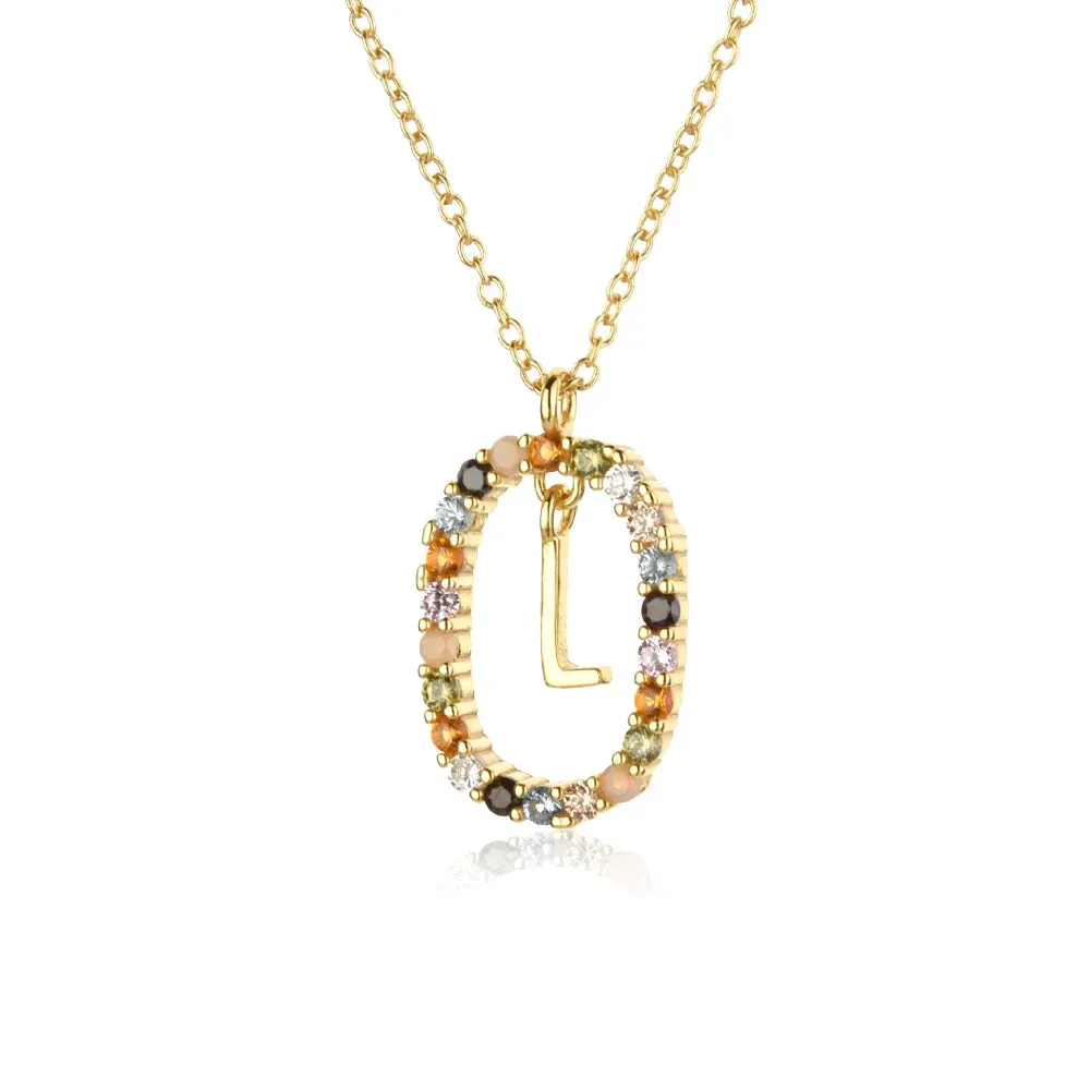 A - Z  Gold Initial with Long Chain Necklace