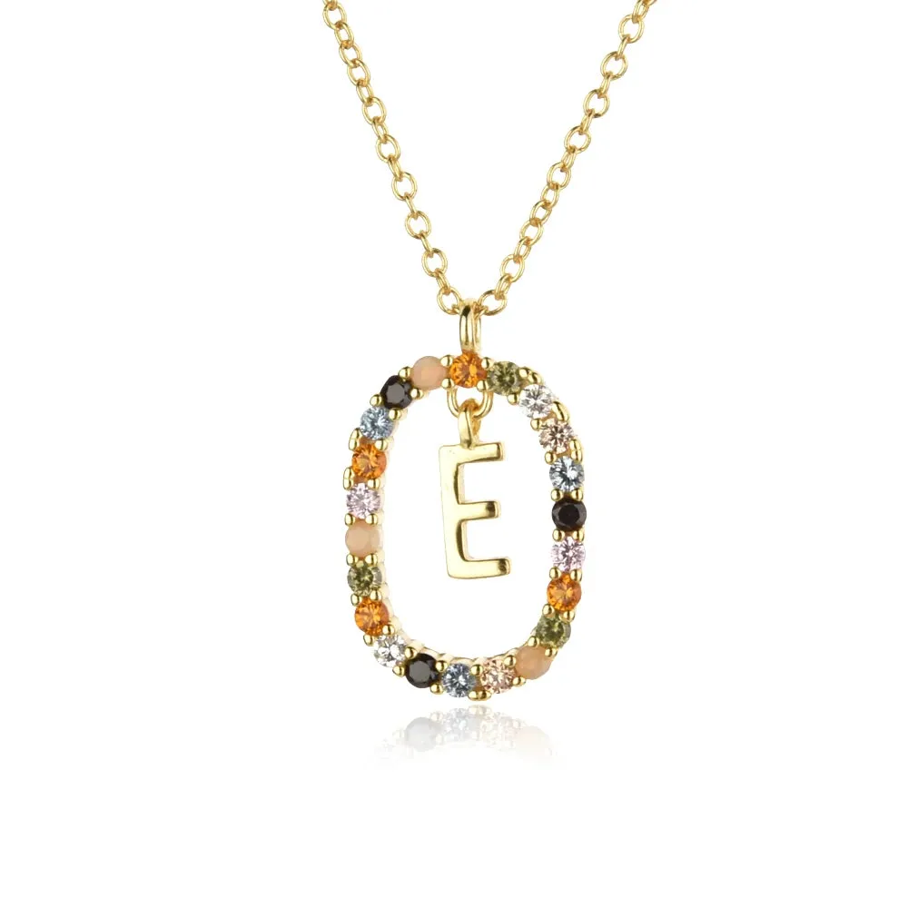 A - Z  Gold Initial with Long Chain Necklace