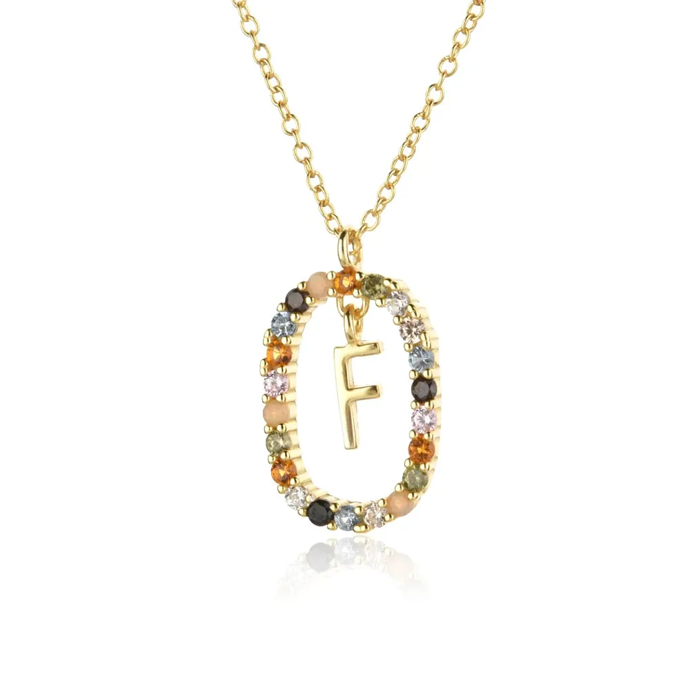 A - Z  Gold Initial with Long Chain Necklace