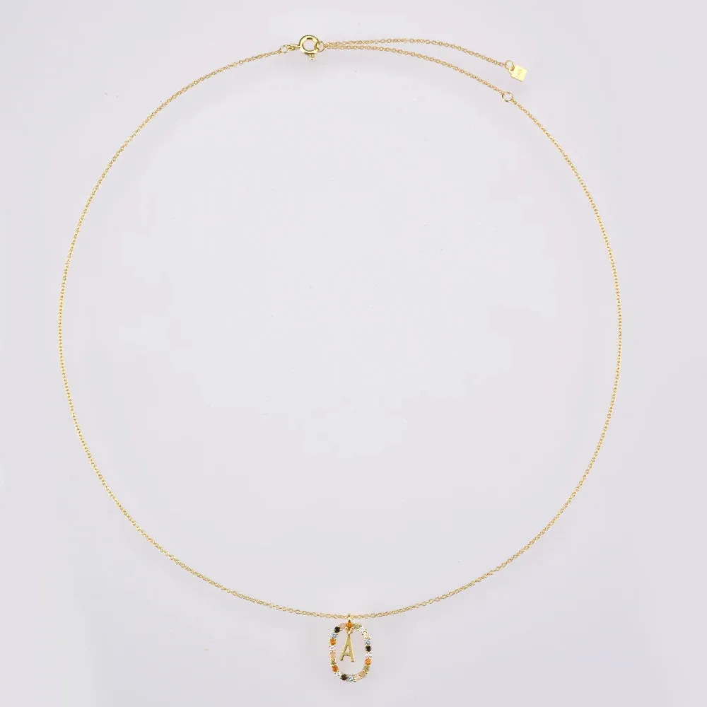 A - Z  Gold Initial with Long Chain Necklace