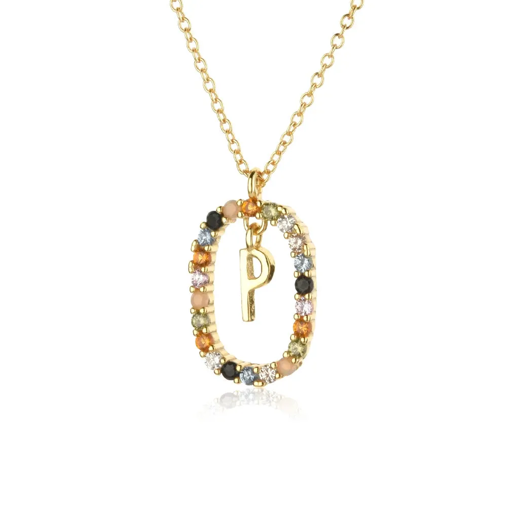 A - Z  Gold Initial with Long Chain Necklace