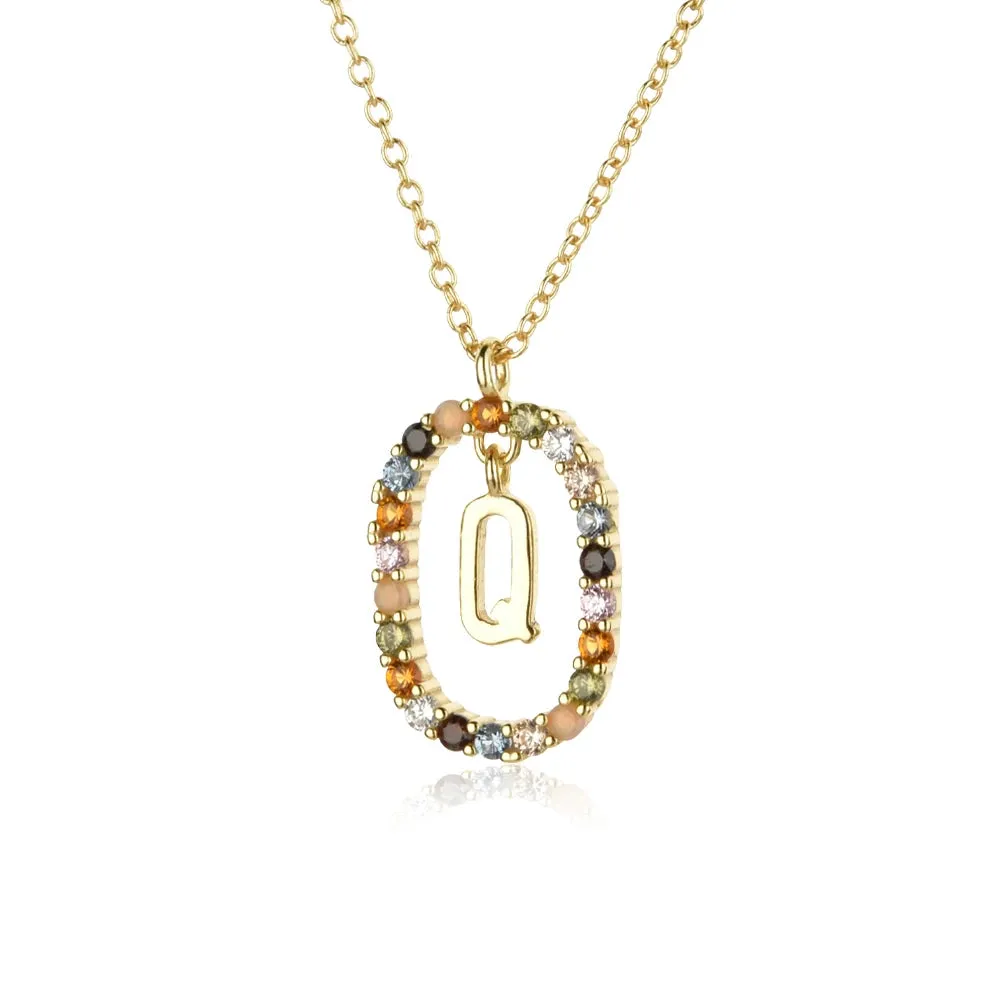 A - Z  Gold Initial with Long Chain Necklace