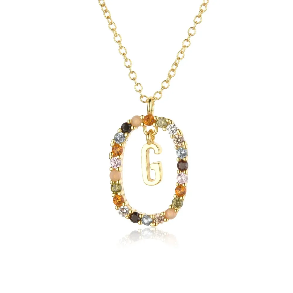 A - Z  Gold Initial with Long Chain Necklace