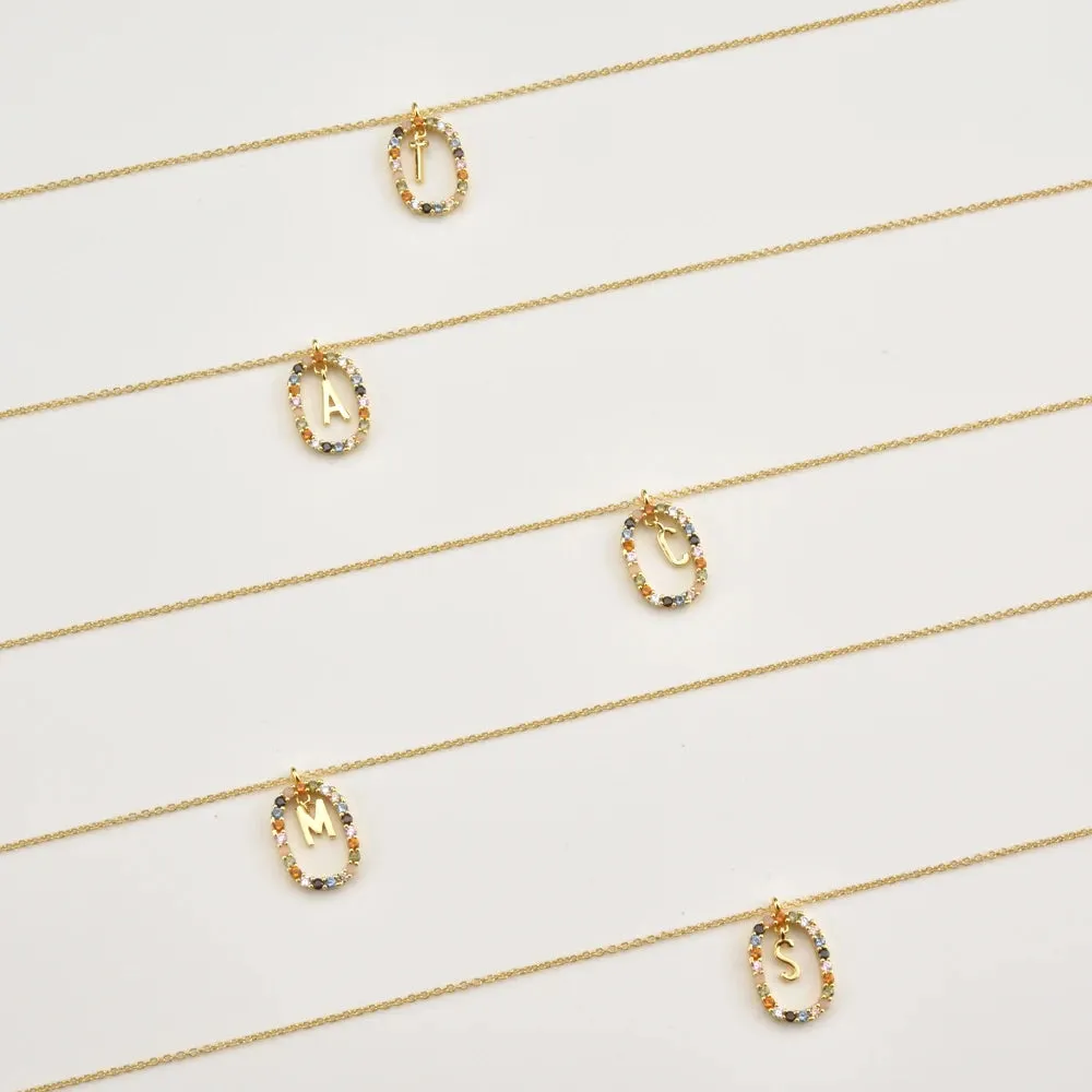 A - Z  Gold Initial with Long Chain Necklace