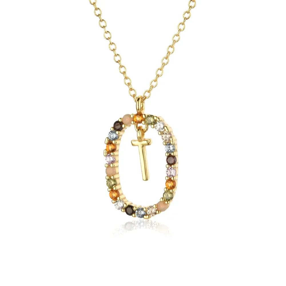 A - Z  Gold Initial with Long Chain Necklace
