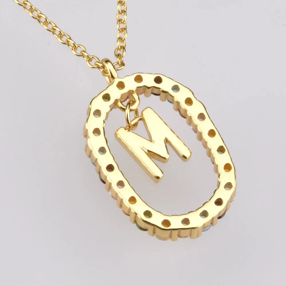 A - Z  Gold Initial with Long Chain Necklace