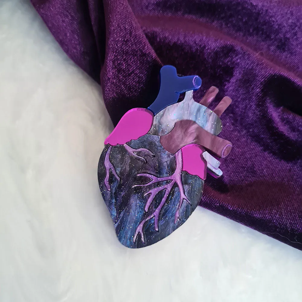 Anatomical Heart Brooch- Cosmic Purple by Cherryloco Jewellery