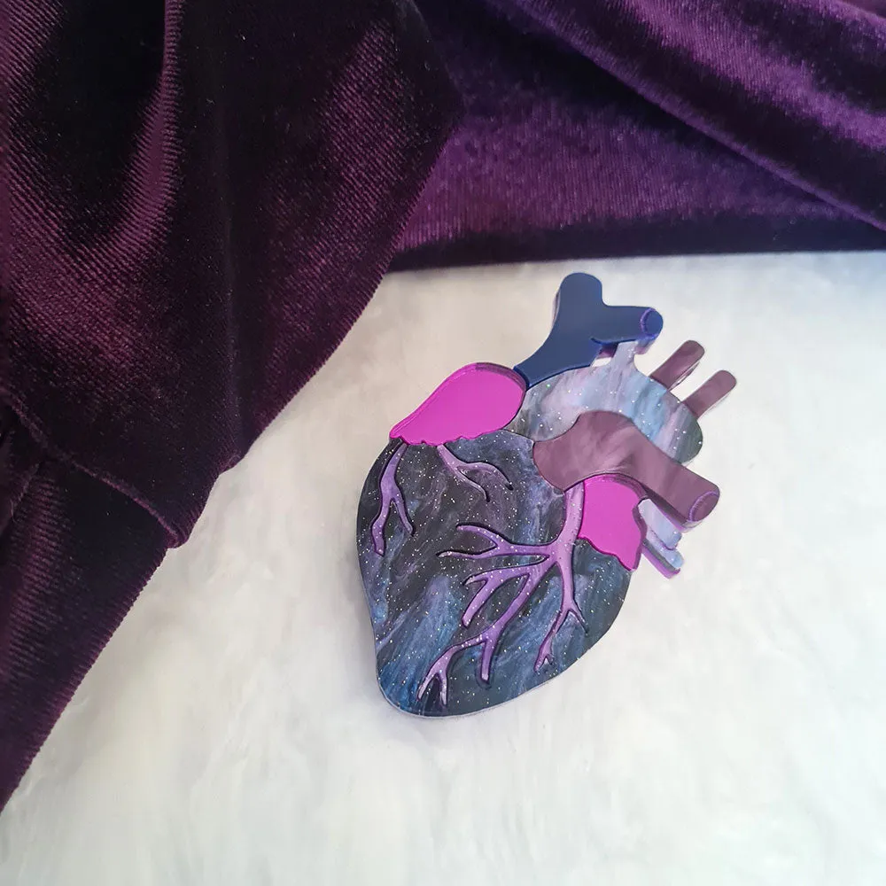 Anatomical Heart Brooch- Cosmic Purple by Cherryloco Jewellery