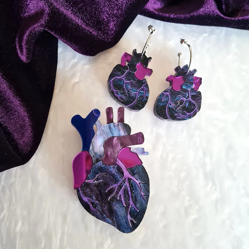 Anatomical Heart Brooch- Cosmic Purple by Cherryloco Jewellery
