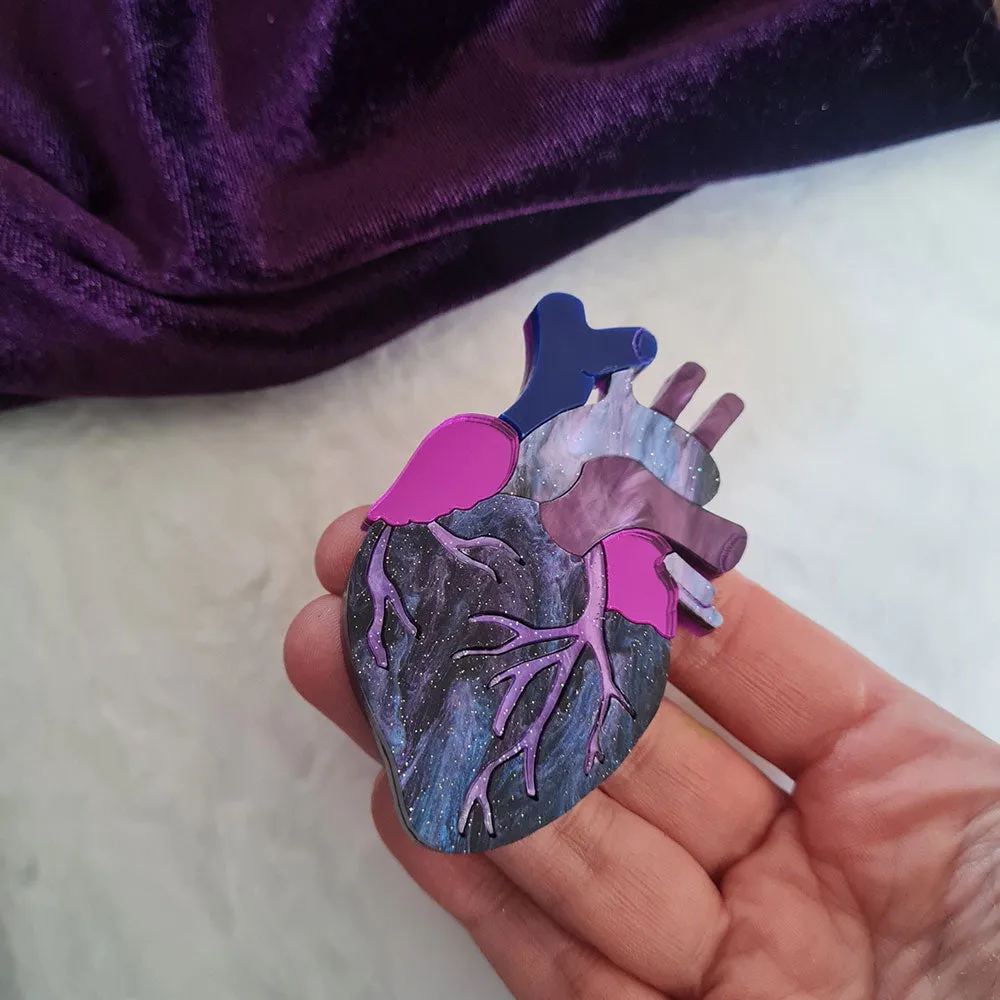 Anatomical Heart Brooch- Cosmic Purple by Cherryloco Jewellery