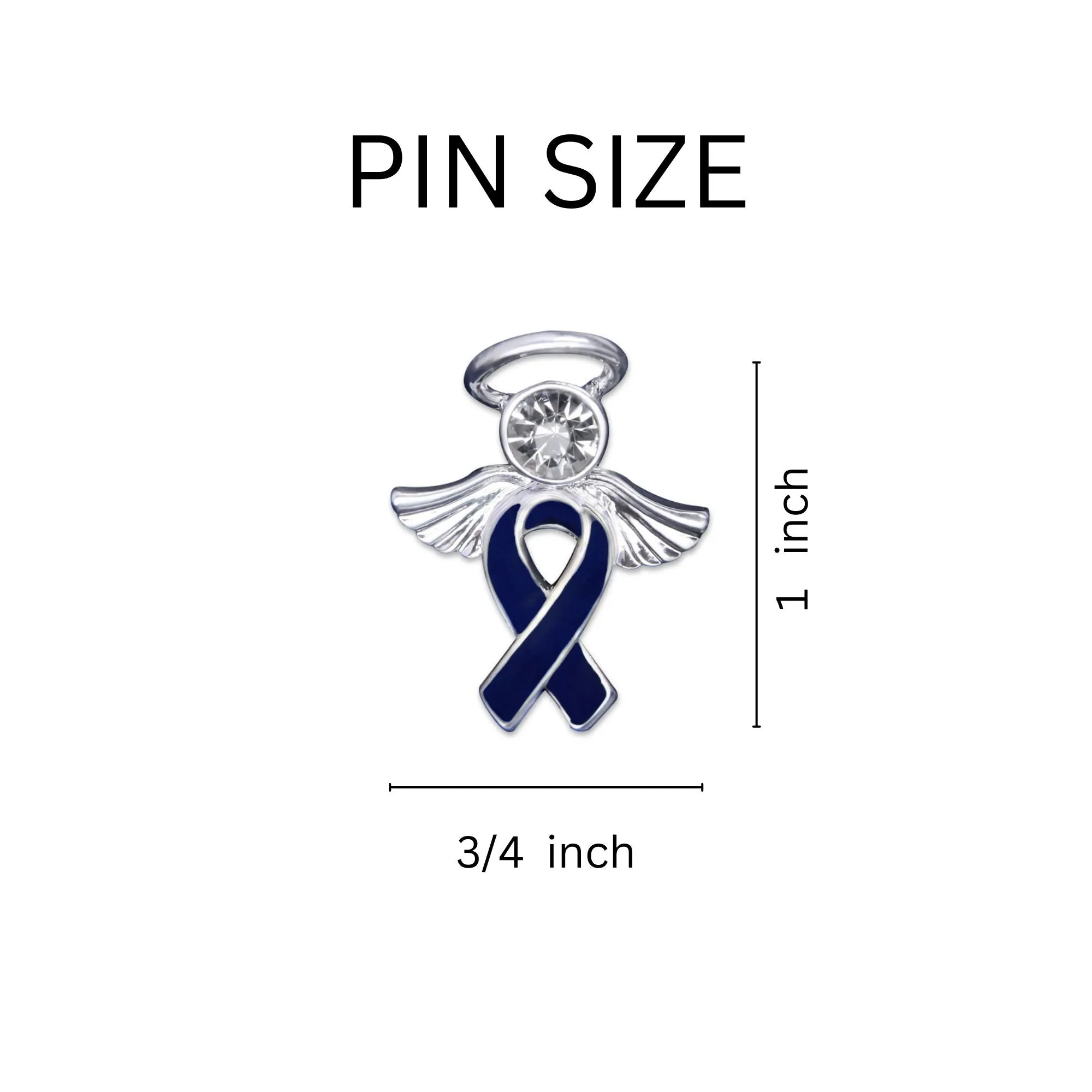 Angel Dark Blue Ribbon Awareness Pins