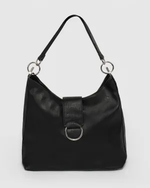 Black Elly Round Tote Bag