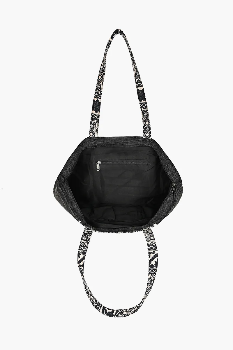 Black Iris Jacquard Oversized Tote