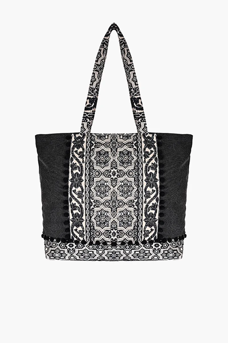 Black Iris Jacquard Oversized Tote
