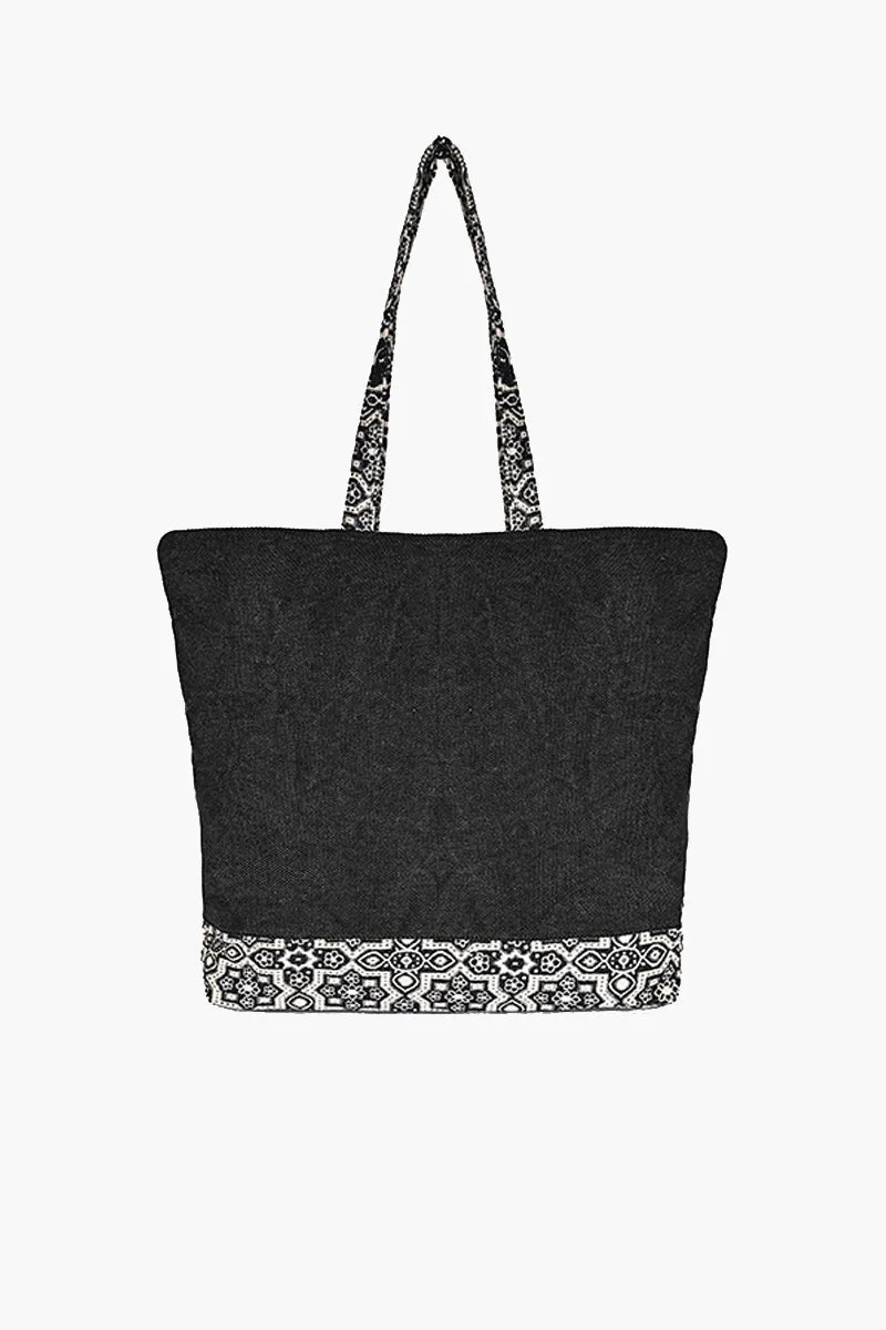 Black Iris Jacquard Oversized Tote